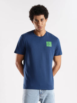 Calvin Klein - Logo Regular Fit Blue Cotton T-Shirt