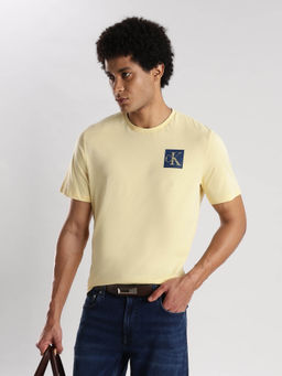 Calvin Klein - Logo Regular Fit Yellow Cotton T-Shirt