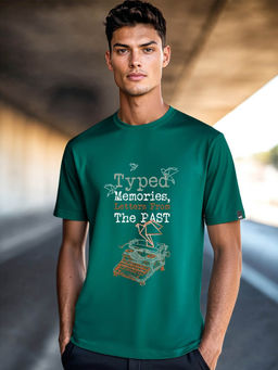 Bewakoof - Men's Green Letters From Past Graphic Printed T-shirt
