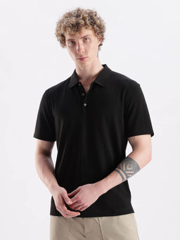 Calvin Klein - Striped Regular Fit Black Polyester Polo T-Shirt