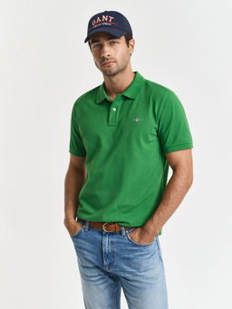 GANT - Men Green Regular Fit Shield Pique Polo T-Shirt