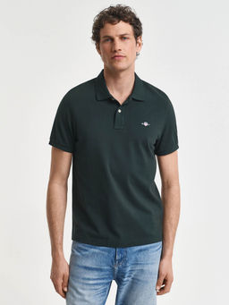 GANT - Men Navy Blue Regular Fit Shield Pique Polo T-Shirt