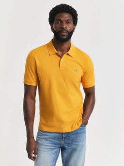 GANT - Men Yellow Regular Fit Shield Pique Polo T-Shirt