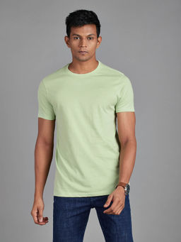 Reid & Taylor - Men Round Neck T-Shirt-Light Green