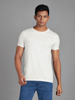 Reid & Taylor - Men Round Neck T-Shirt-White