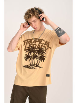 UNDERRATED CLUB - Tropical Beach Legacy Beige Oversized Fit T-Shirt