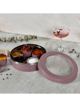 Living With Elan - 7 Compartment Air-Tight Spice Box Set with Spoon, Purple