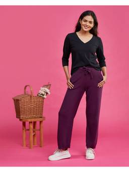 Blissclub - Women Grape Move All Day Pants Tall with Adjustable Drawstring