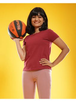 Blissclub - Women Maroon The Last Tee - Round Neck which retains shape and colour