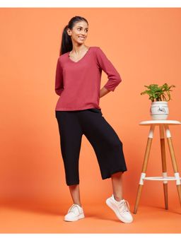 Blissclub - Women Maroon The Last Tee - V Neck which retains shape and colour