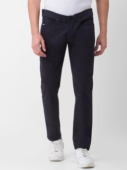 Spykar - Black Cotton Slim Fit Tapered Length Trousers for Men