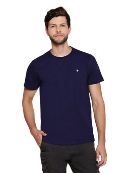 AM SWAN - Mens Solid-plain Astral Aura T-shirt In Navy Blue