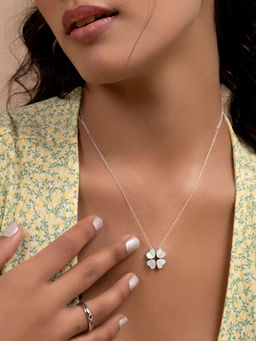 March By FableStreet - Four-Leaf Clover Sterling Silver Necklace