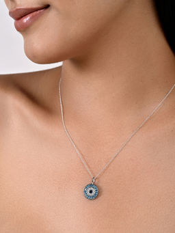 March By FableStreet - Circular Evil Eye Sterling Silver Necklace