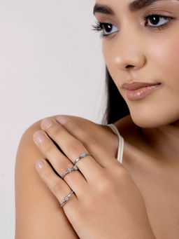 March By FableStreet - Stackable Heart Sterling Silver Ring (Pack of 3)