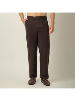 Saltpetre - Relaxed Fit Pleated Cotton Coffee Brown Trouser
