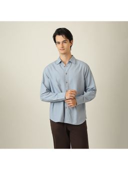 Saltpetre - Bayside Relaxed Fit Linen Blend Dusty Blue Shirt