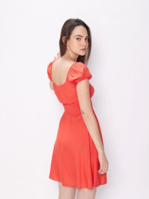 red corset skater dress Red Corset Bubble Mini Dress - All Dresses