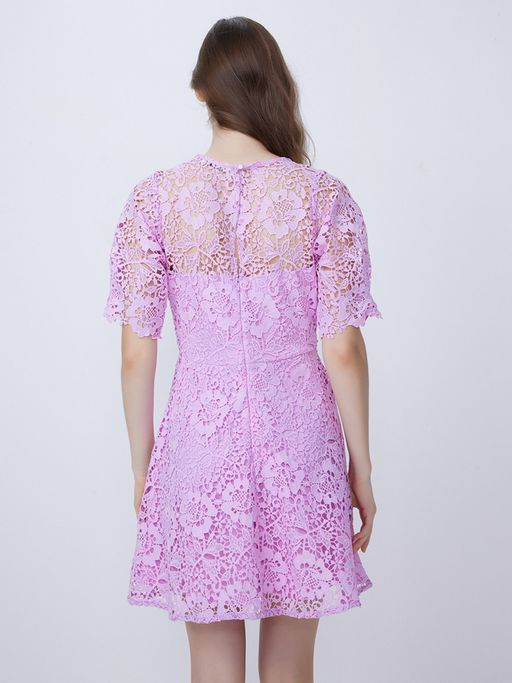 Buy Cover Story Lilac V-Neck Lace Skater Dress Online