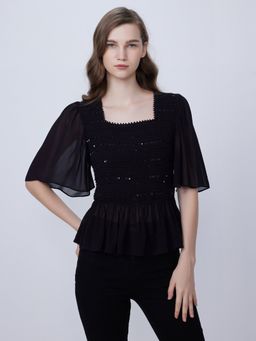 Cover Story - Embroidered Peplum Top