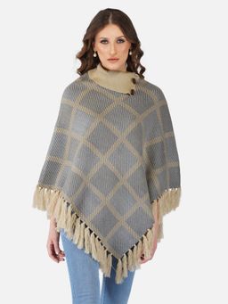 JOE Hazel - Women Beige Colour Checkerboard Poncho