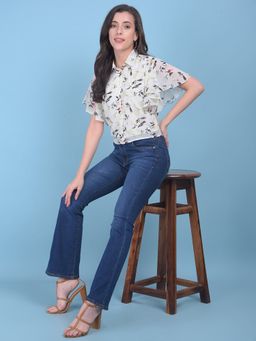 CRIMSOUNE CLUB - Women White Floral Crop Top