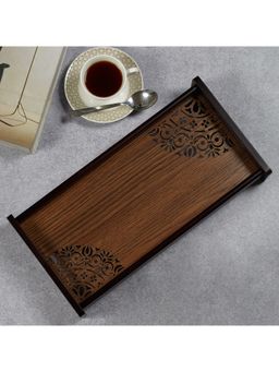 HomeTown - Reversible Dark Wenge Engineered Wood Tray Small in Multi-Color