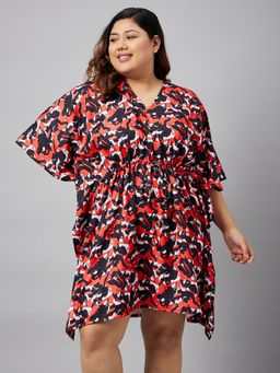 Secrets By ZeroKaata - Printed Plus Size Kaftan Nightdress For Women-Multi-Color