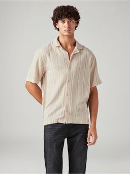 Levi's - Men Beige Cotton Collar Neck Shirt