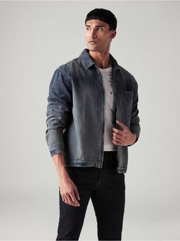 Levi's - Men Blue Cotton Collar Neck Jacket