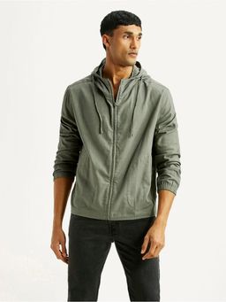 Levi's - Men Olive Linen Hooded Jacket