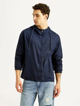Levi's - Men Navy Blue Linen Hooded Jacket