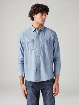Levi's - Men Blue Cotton Collar Neck Shirt
