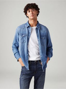 Levi's - Men Blue Cotton Collar Neck Shirt