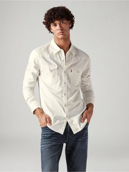 Levi's - Men Off White Cotton Collar Neck Shirt