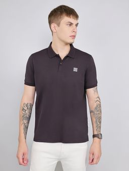 Rock.it - Men Wine Cotton Blend Collar Neck Polo T-Shirt