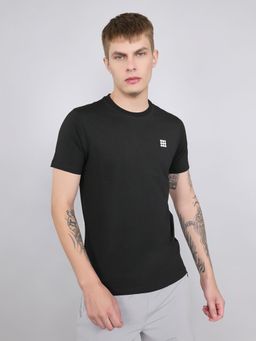 Rock.it - Men Black Cotton Blend Round Neck T-Shirt