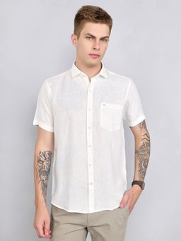 Monte Carlo - Men White Linen Collar Neck Shirt