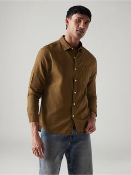 Levi's - Men Brown Cotton Collar Neck Shirt