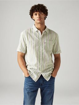 Levi's - Men Green Cotton Collar Neck Shirt