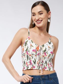 Magre - White Printed Waist Smocking Bralette