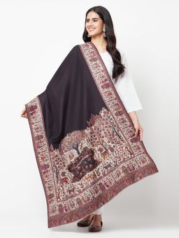 La Vastraa - Woven Design Pure Wool Black Shawl Women