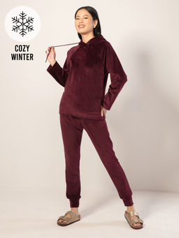 Nykd by Nykaa - Velour Jogger-ruby Wine Nys049 Wine