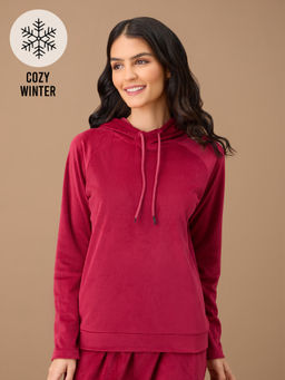 Nykd by Nykaa - Hooded Velour Sweatshirt - NYS052 - Wine
