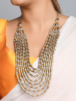 Fida - Wedding Ethnic Oxidised Silver Dual Toned Multi Layer Necklace for Women
