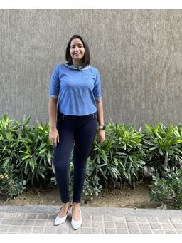 Label Tanvee - Blue Peter Pan Collar Top