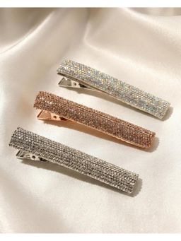 FUNKRAFTS - Girls Crystal Embellished Hair Clips - Multi-Color (Pack of 3) (7-12 Years)