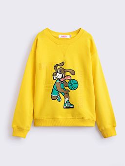 Hopscotch - Boys Yellow Printed Pullover Style Terry Sweatshirt