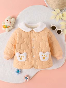 Hopscotch - Girls Orange Quilted Full-Sleeve Jacket