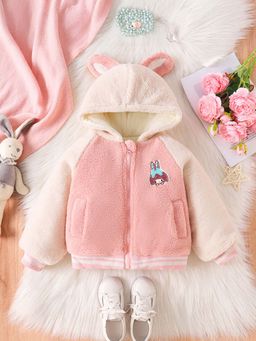 Hopscotch - Girls Pink Bunny Colorblock Hooded Jacket